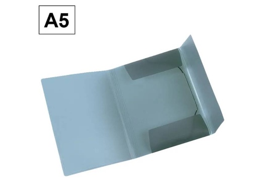[181423] CARPETA PLUS OFFICE A5 PLASTICO GOMAS Y SOLAPAS AZUL GRISACEO