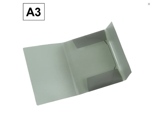 [001864] CARPETA PLUS OFFICE A3 PLASTICO GOMAS Y SOLAPAS GRIS MANHATTAN