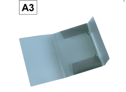 [181425] CARPETA PLUS OFFICE A3 PLASTICO GOMAS Y SOLAPAS AZUL GRISACEO