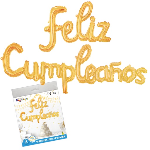 [001888] GLOBO POLIAMIDA FELIZ CUMPLEAÑOS 39 ORO