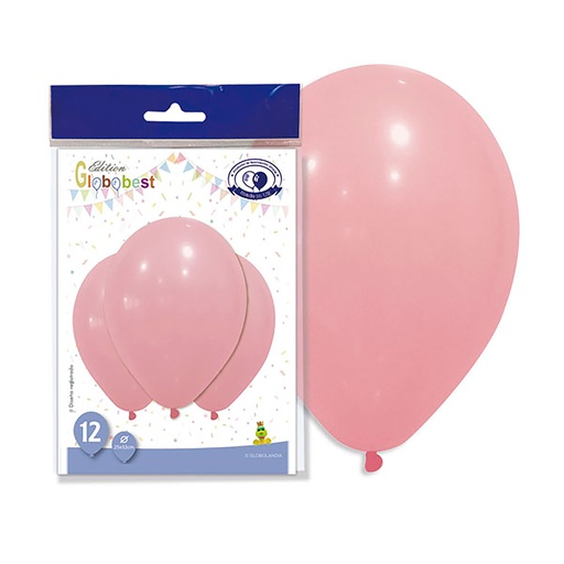 [001929] GLOBO LÁTEX 11" ROSA BEBÉ PASTEL BOLSA 12UD