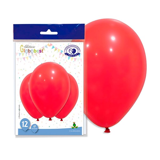 [001930] GLOBOS DE LÁTEX 11" ROJO OSCURO LISO BOLSA DE 12UD