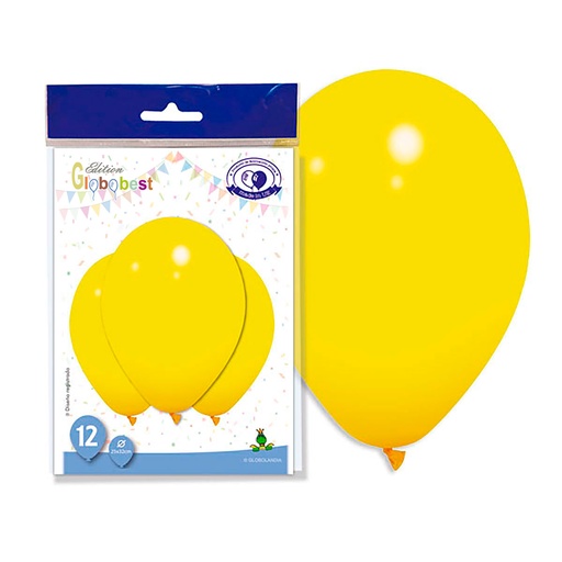 [001942] GLOBO LÁTEX 11" LISO AMARILLO GAMA GP BOLSA 12UD