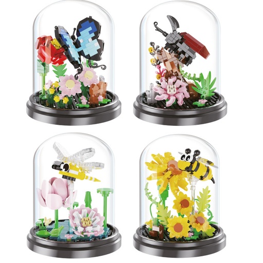 [002062] BLOQUES DE CONSTRUCCION FLORES E INSECTOS 4 DISEÑOS